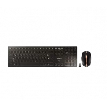 Tastatur-Maus-Set Cherry DW 9100 schlank — Kabellos RF + Bluetooth, QWERTY Spanisches Layout, 111 Tasten, Schwarz