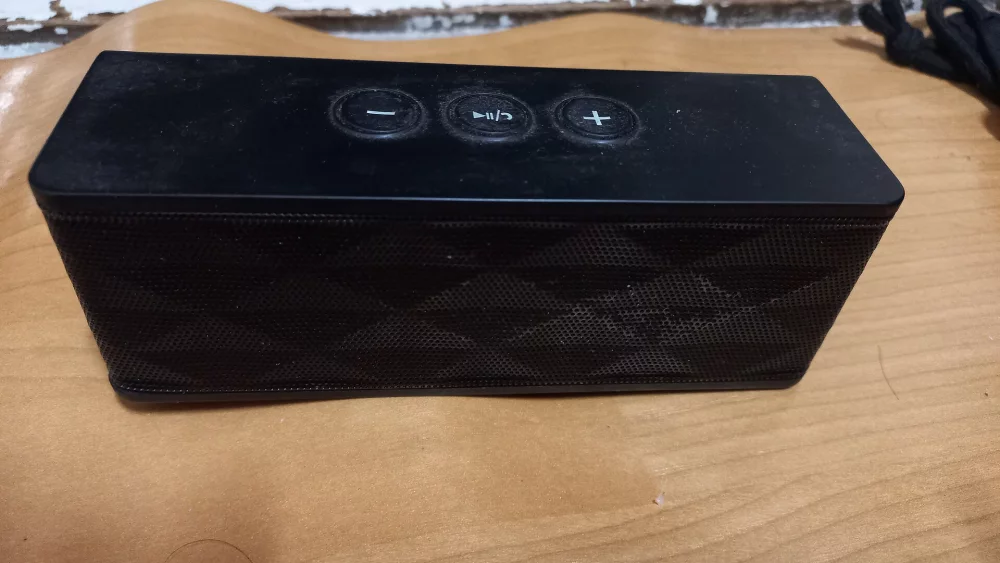 Bluetooth speaker on a desk